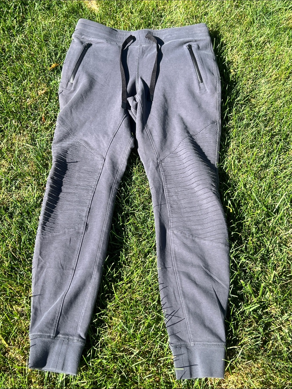 ALO Yoga Urban Moto Sweatpants in a dark gray